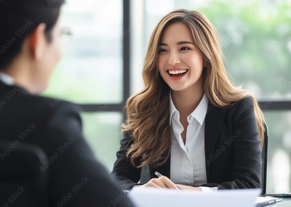 Une candidate souriante pendant un entretien